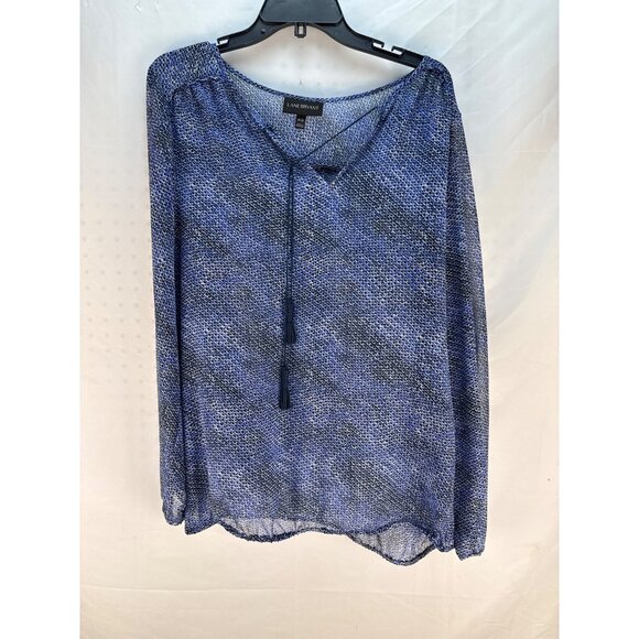 Lane Bryant Blue Sheer Knit Blouse Plus Size 18/20 Long Sleeve Boho Casual - Picture 2 of 6